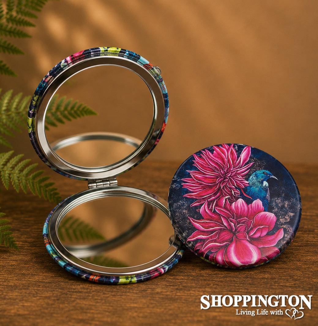 Compact Mirror NZ Print - Tui in Dahlia - Anita Madhav