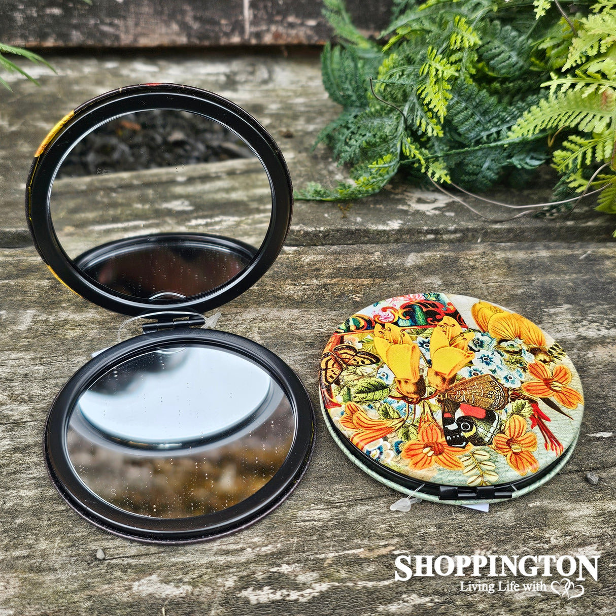 Compact Mirror - Red Admiral on Kowhai