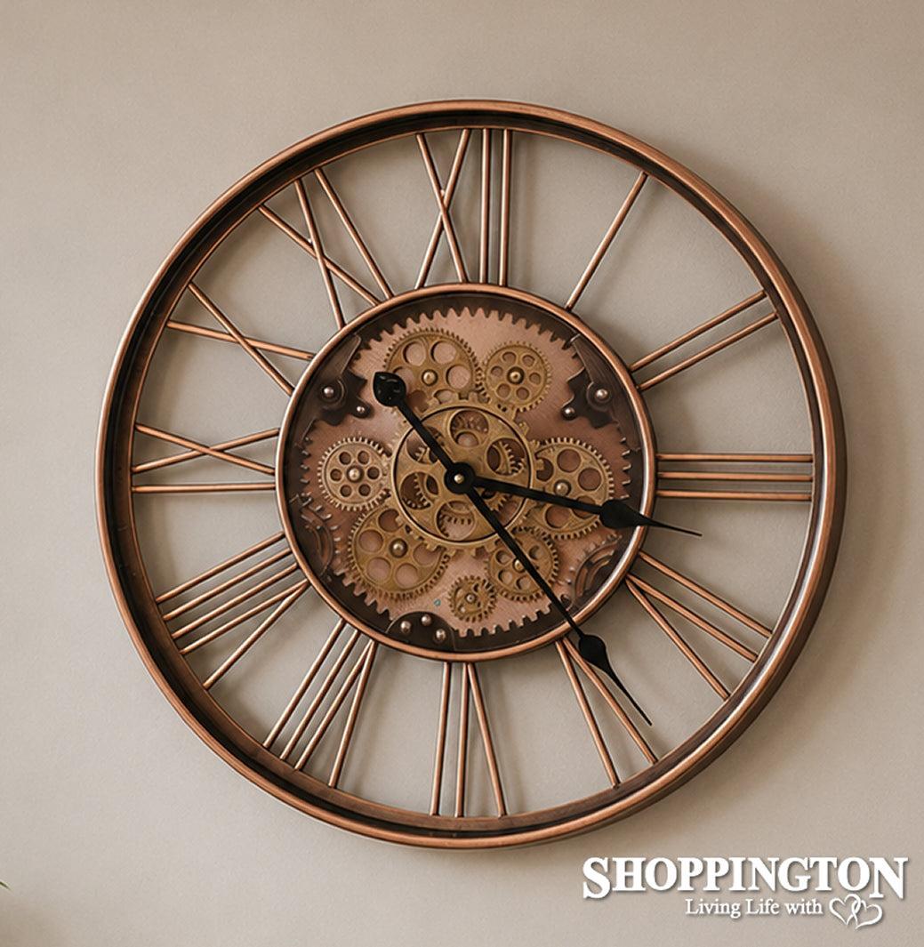 Copper Moving Gears Clock With Glass Face 55cm