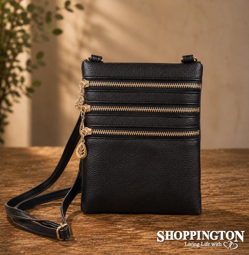 Crossbody Bag - 3 Zip Black