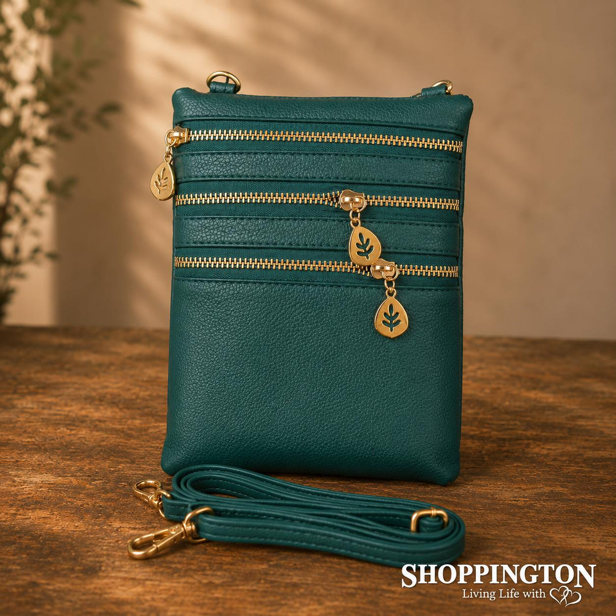 Crossbody Bag - 3 Zip Green