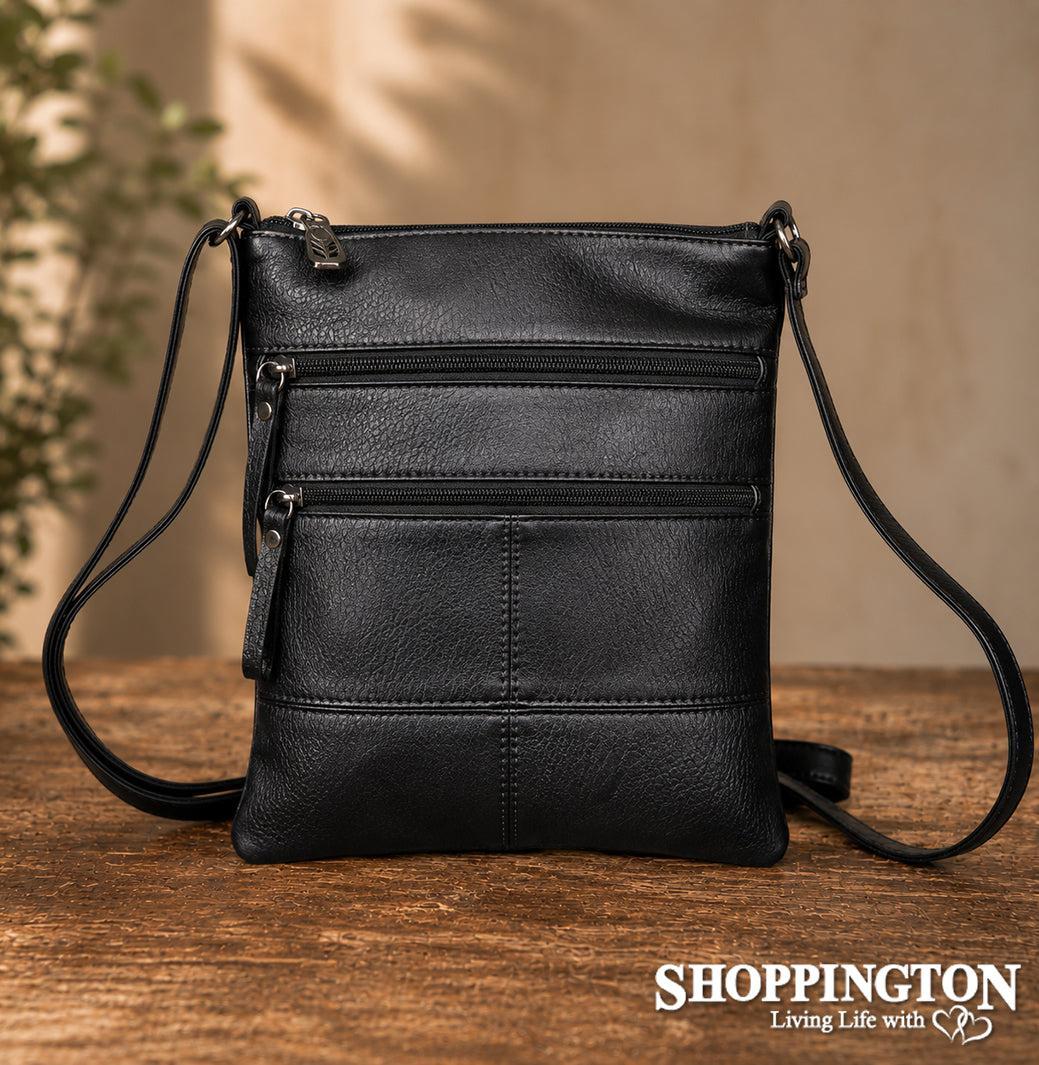 Crossbody Handbag Double Zip Detail Black