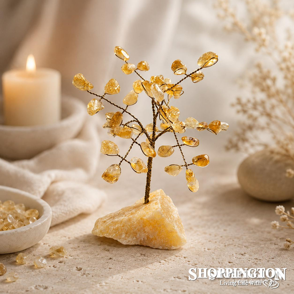 Crystal Gemstone Wire Tree - Citrine 16cm