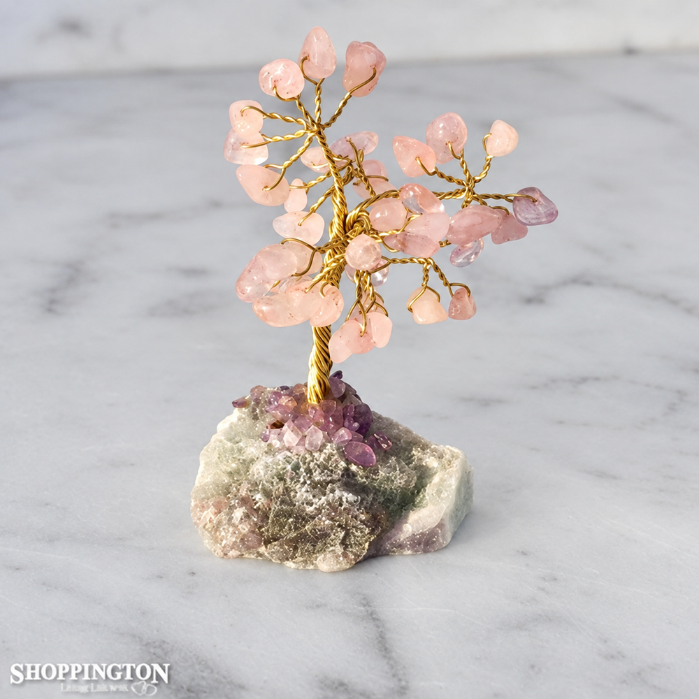 Crystal Tree - Rose Quartz with Fluorite Base 10cm