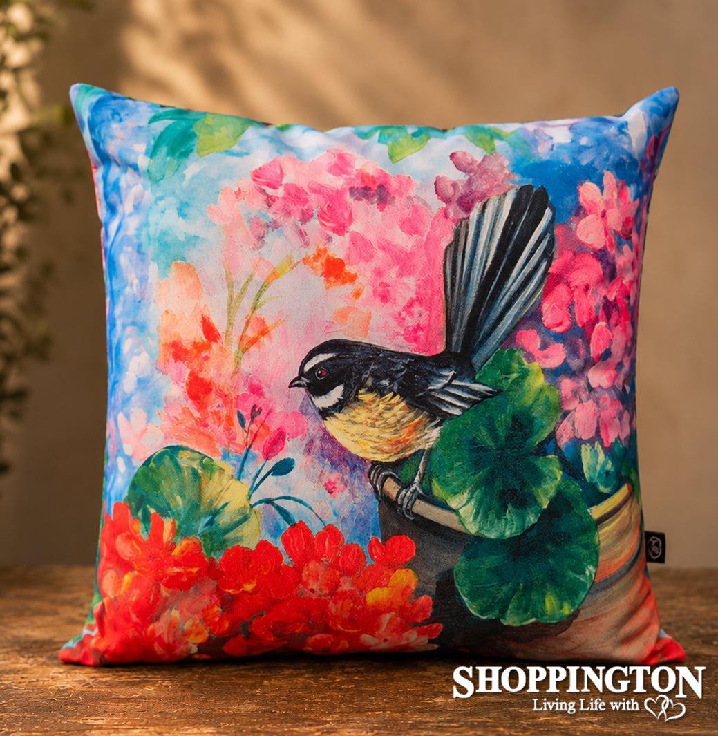 Cushion - NZ Print - Fantail - Irina Velma