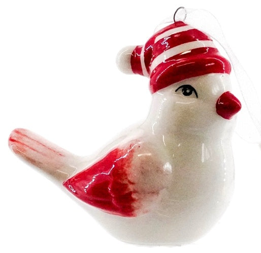 NZ Ceramic Christmas Decoration - Bird with Hat