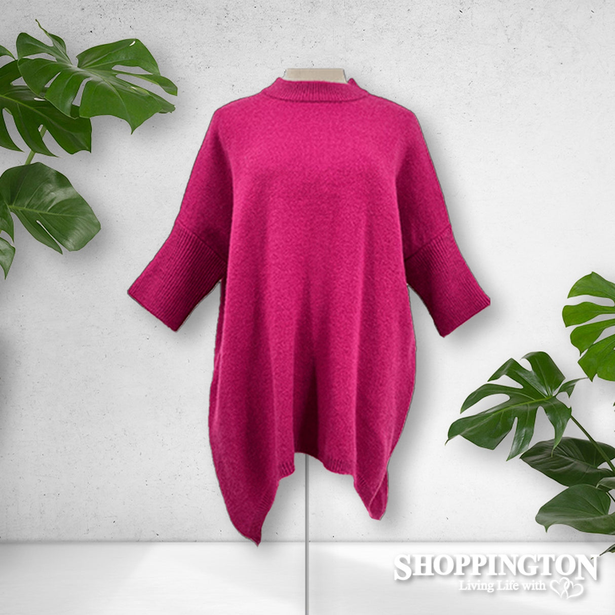 Drop Back Sleeved Jumper - Cerise