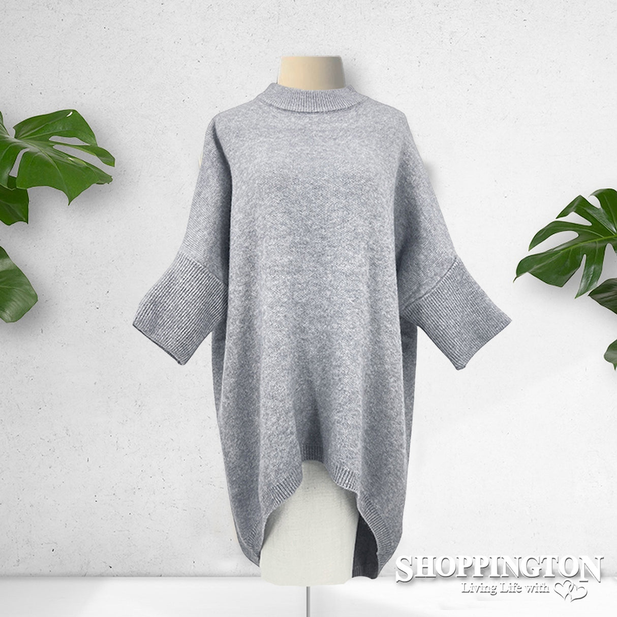 Drop-Back Sleeved Jumper - Grey