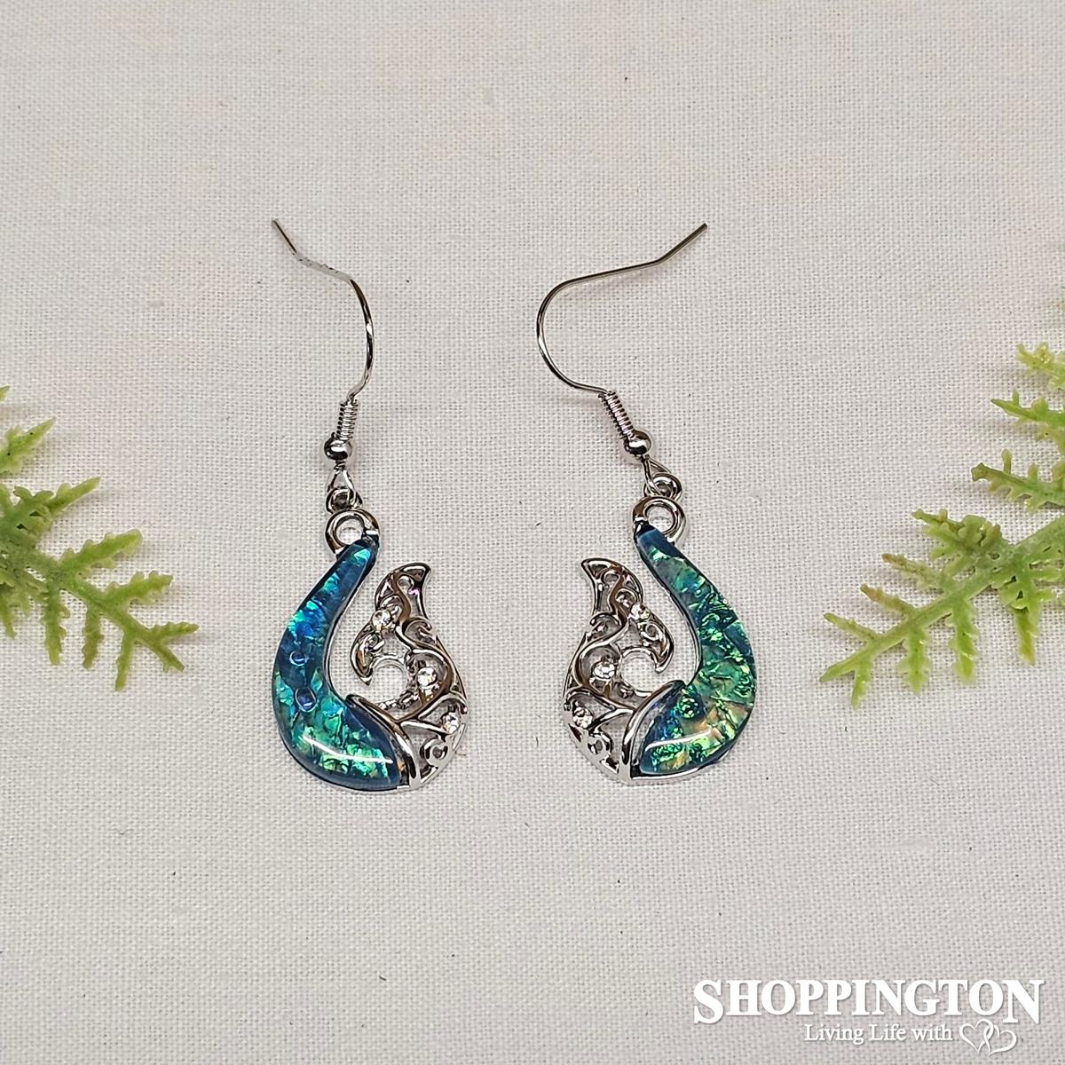 Earrings - Blue & Silver Whale Tail