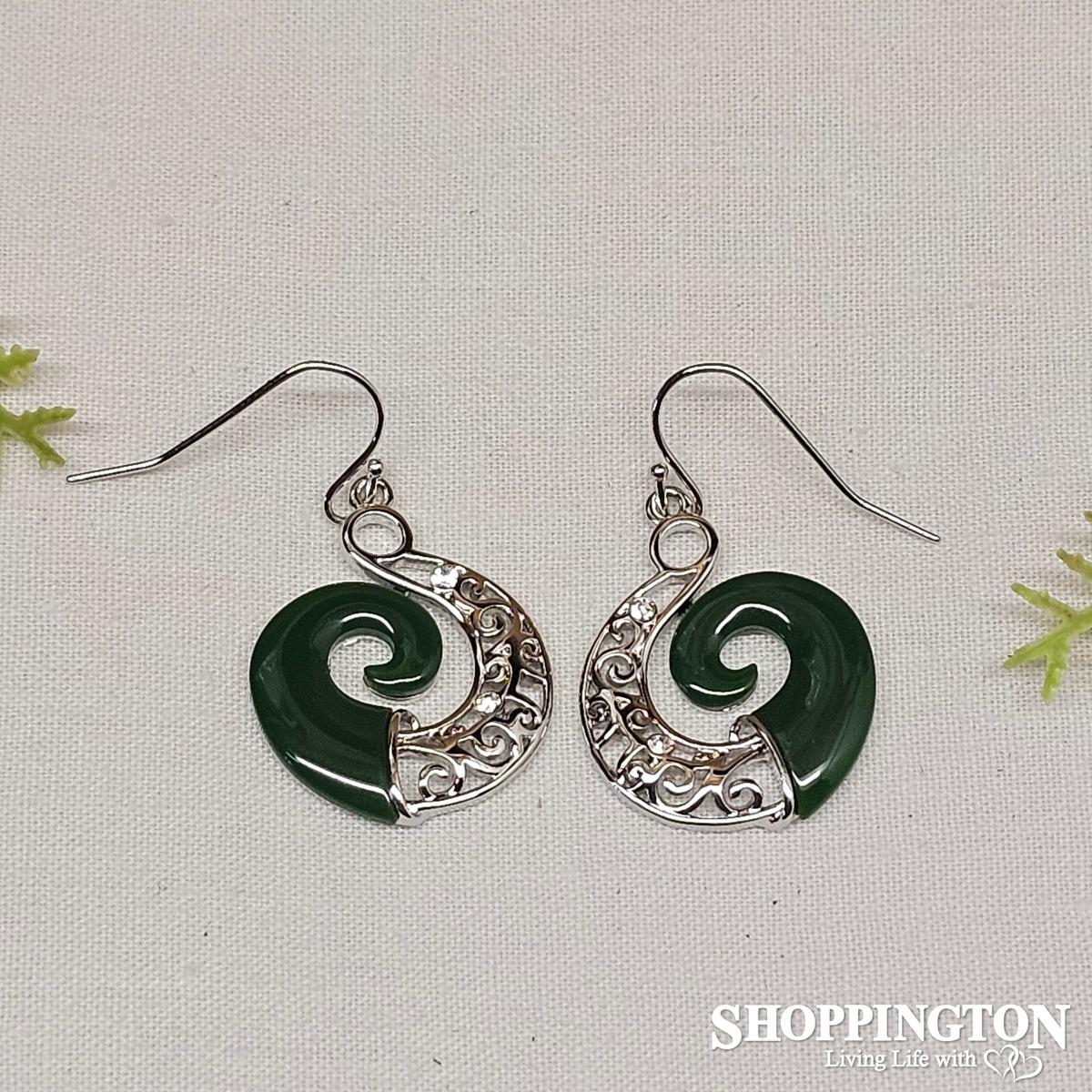 Earrings - Jade Resin Koru Spiral