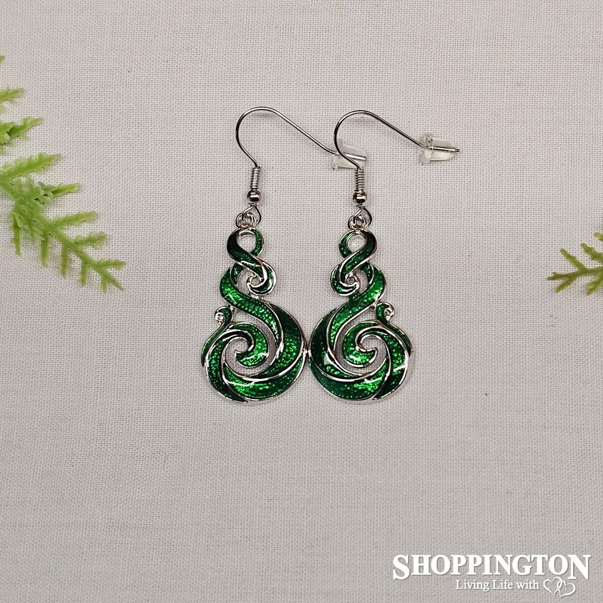 Earrings - Koru Twist Green