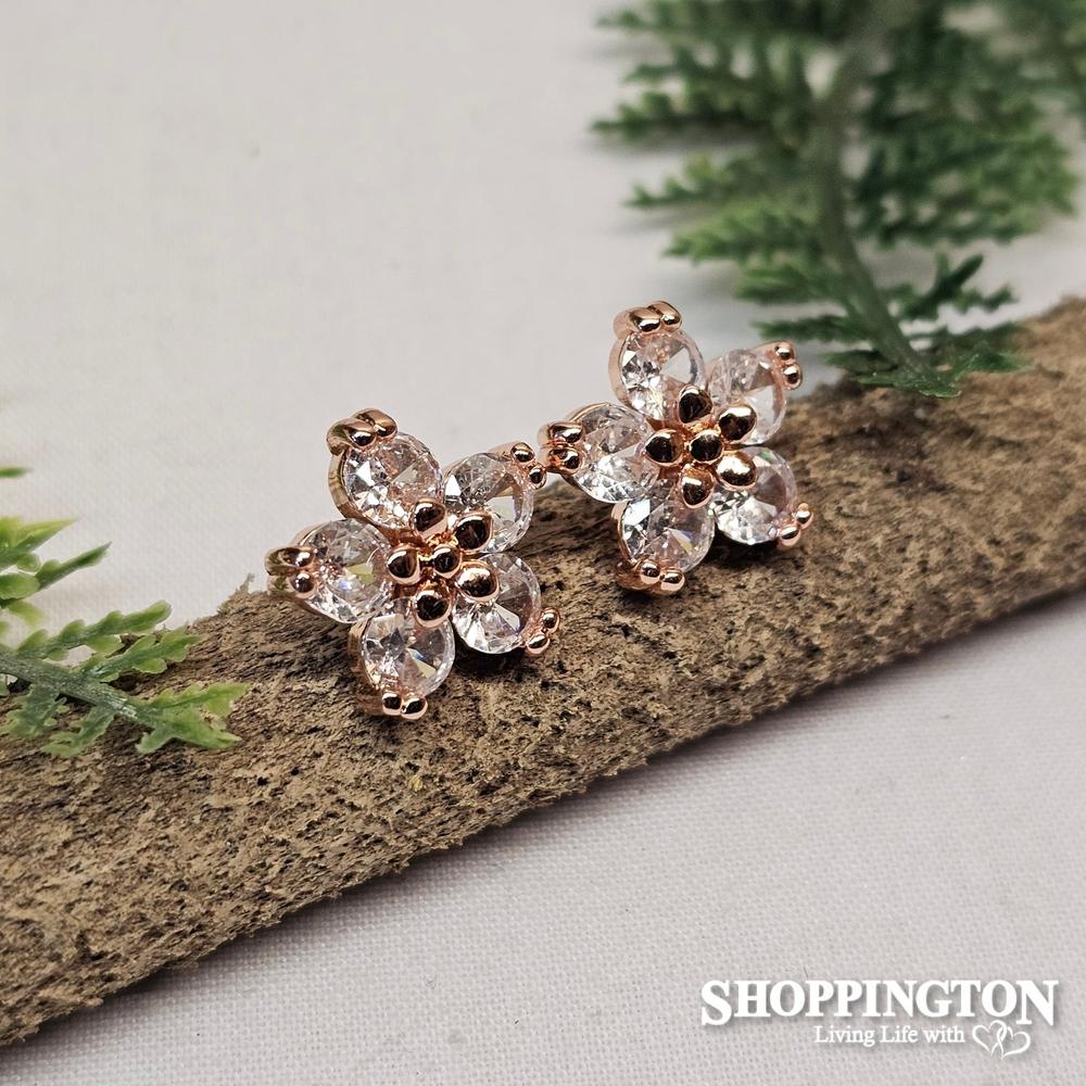 Earrings - Rose Gold Zircon Flower