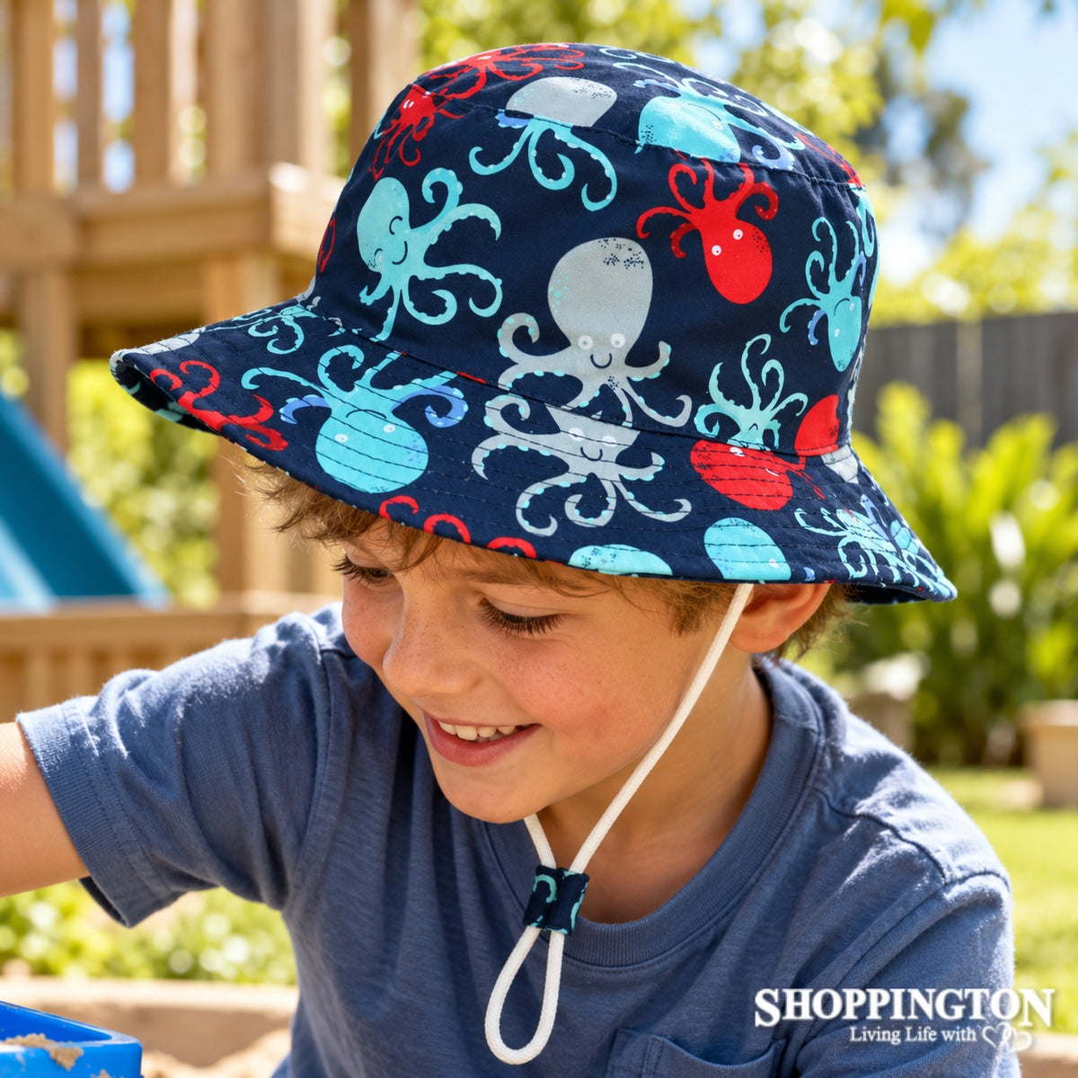 Kids Wide Brim Hat - Octopus