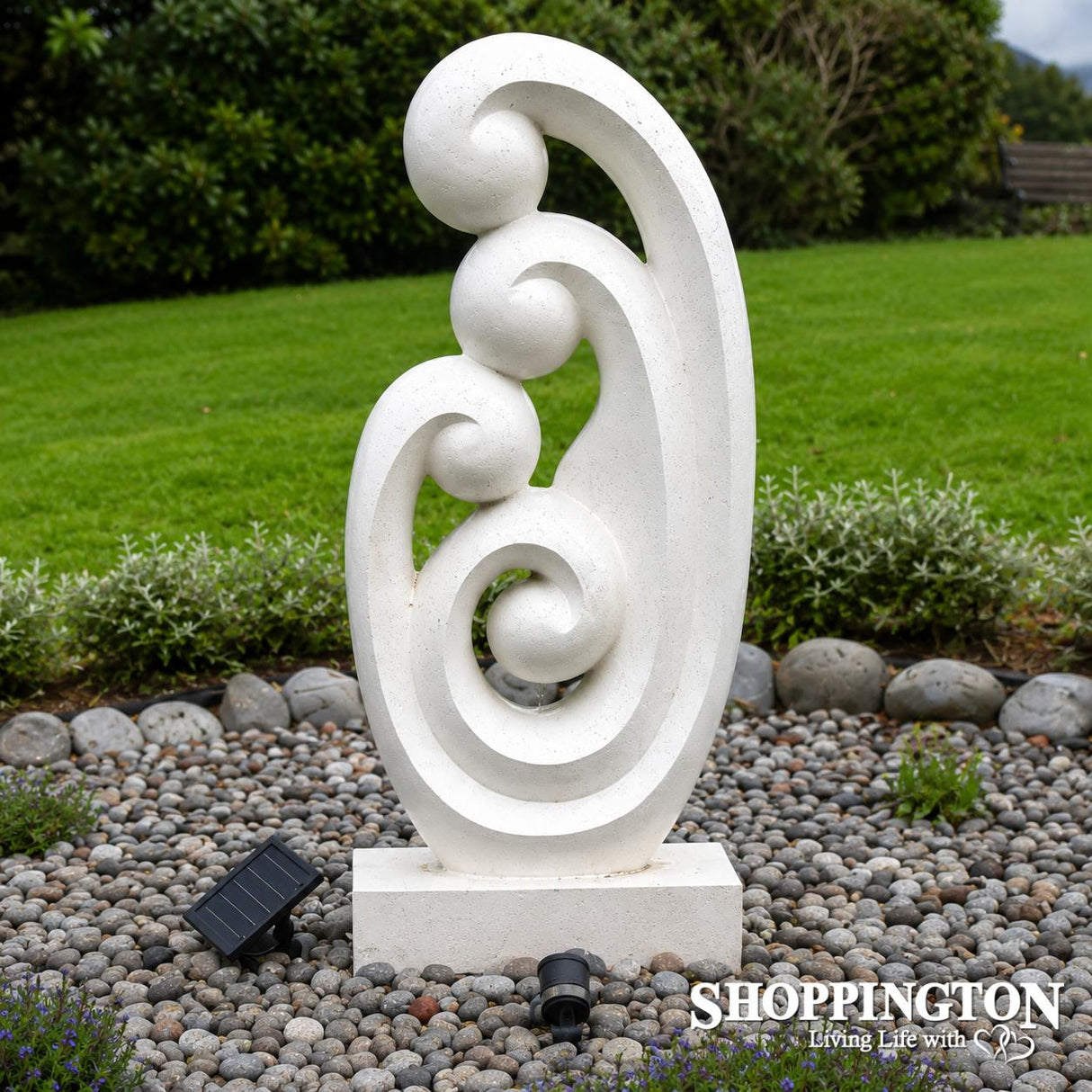 Garden Sculpture - Terrazzo Family Statue / White 140cm