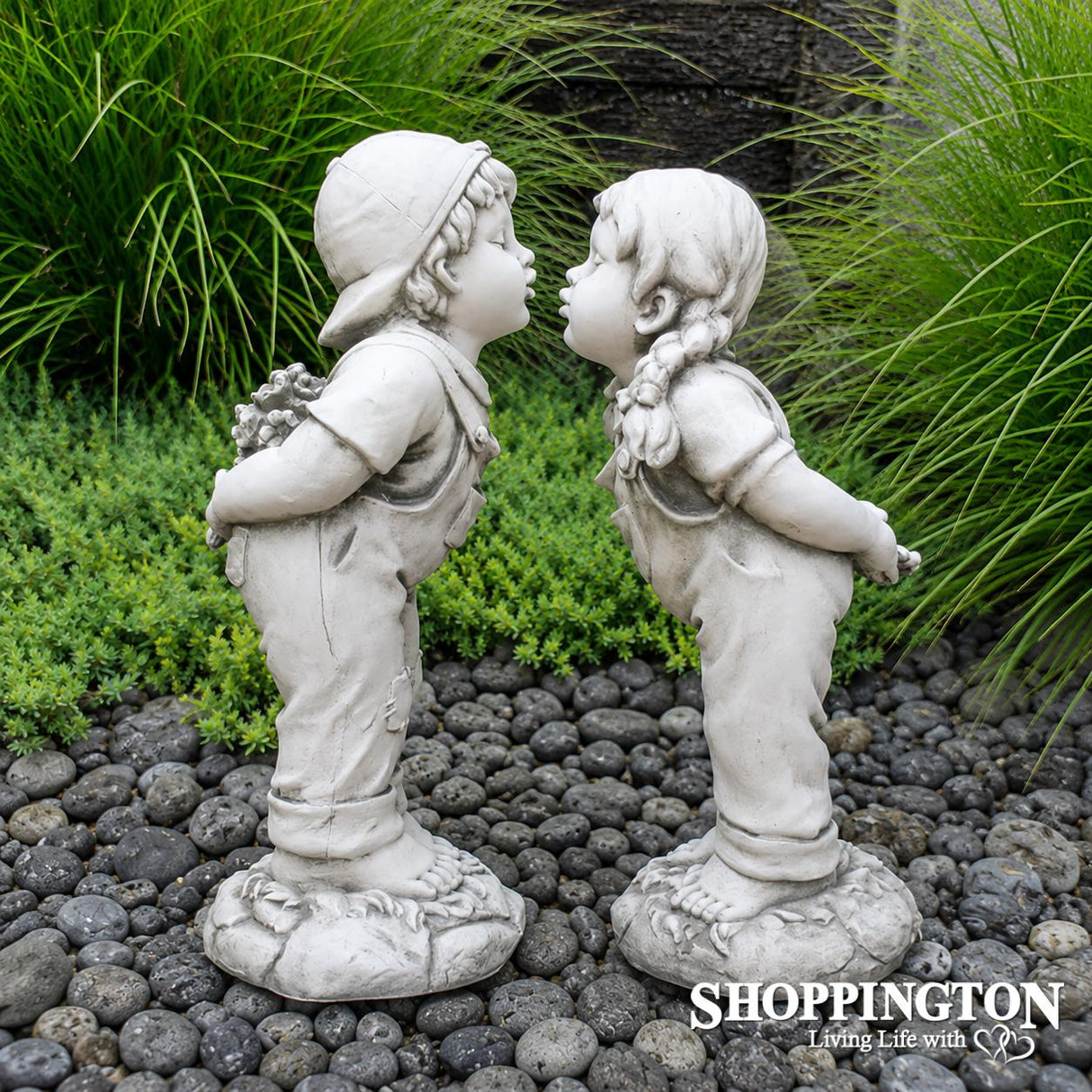 Garden Statue - Kissing Girl & Boy Set (designed to last outdoors)