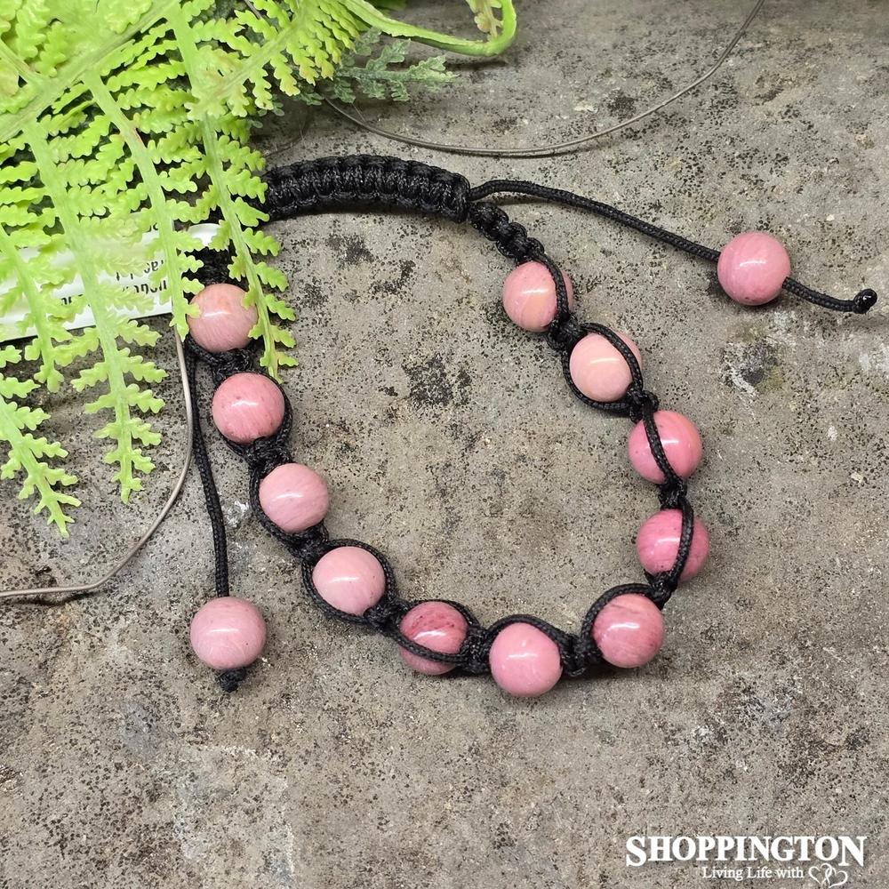 Gemstone Rhodonite Bead Bracelet
