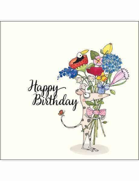 Gift Tag - Happy Birthday Mouse & Flowers