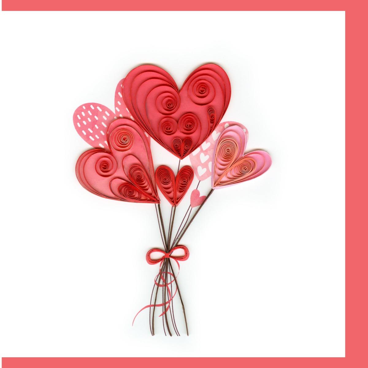 Handmade Gift Card - Quilled Heart Balloons