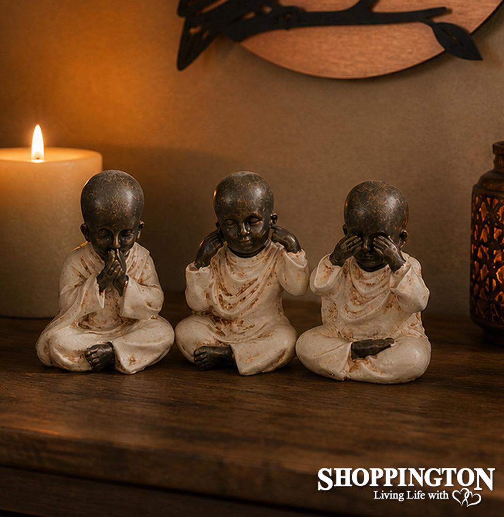 Hear no, See no, Speak no Shaoline Monks (20cm) Cream