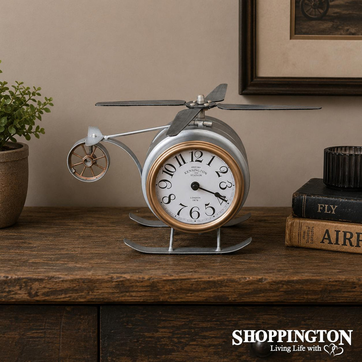 Helicopter Antique Clock