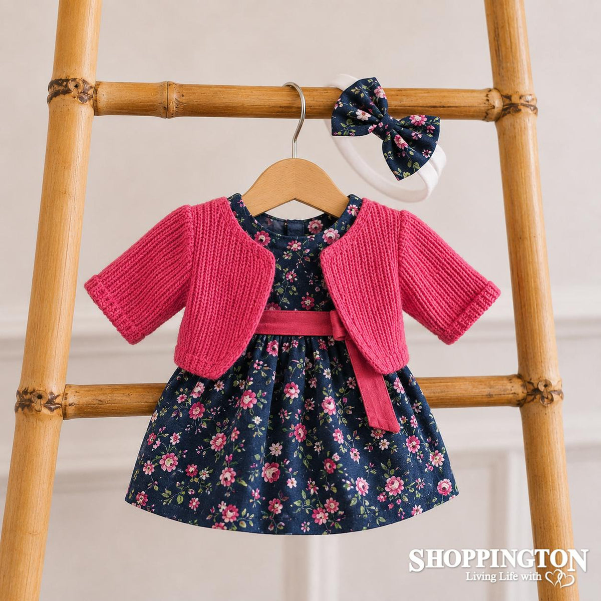 Hopscotch Dolls Clothes - Pink & Blue Floral Dress