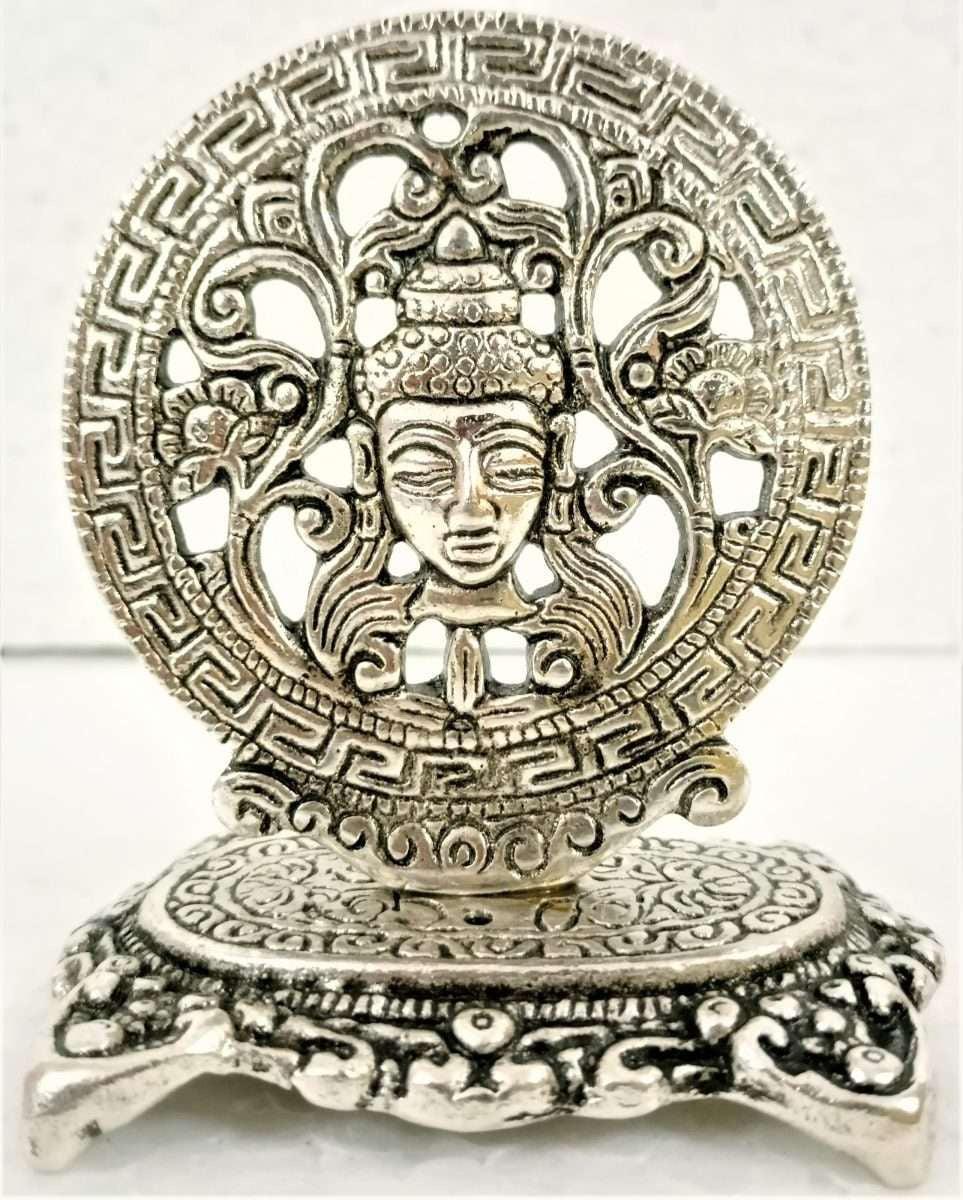 Incense Holder - Silver Metal Buddha Head