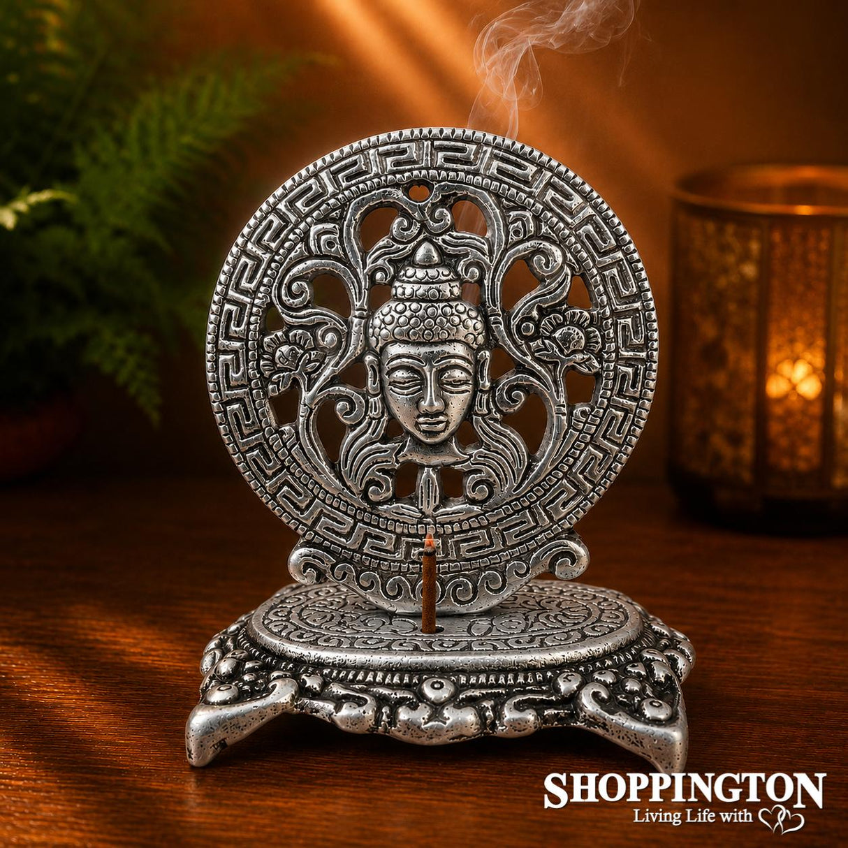 Incense Holder - Silver Metal Buddha Head