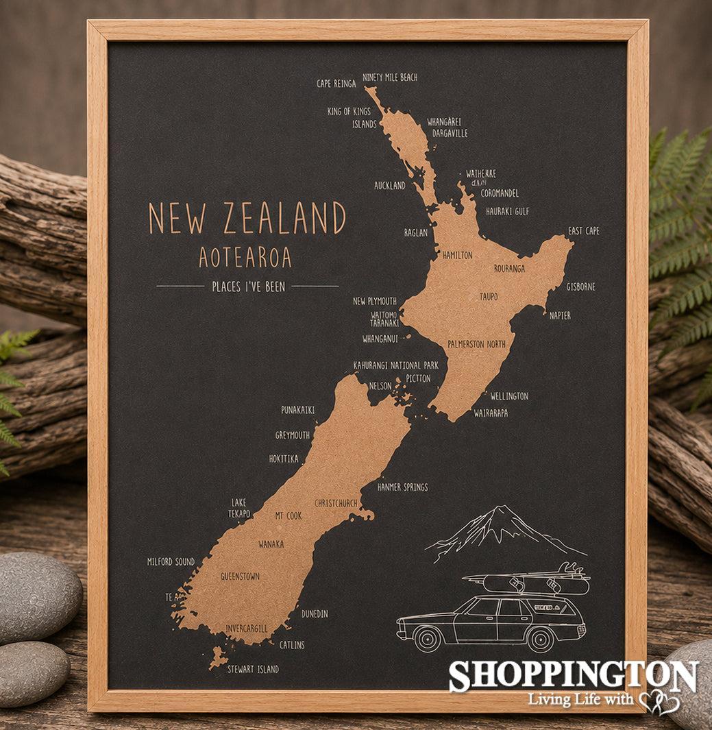 I've Been To.... NZ Cork Map A4