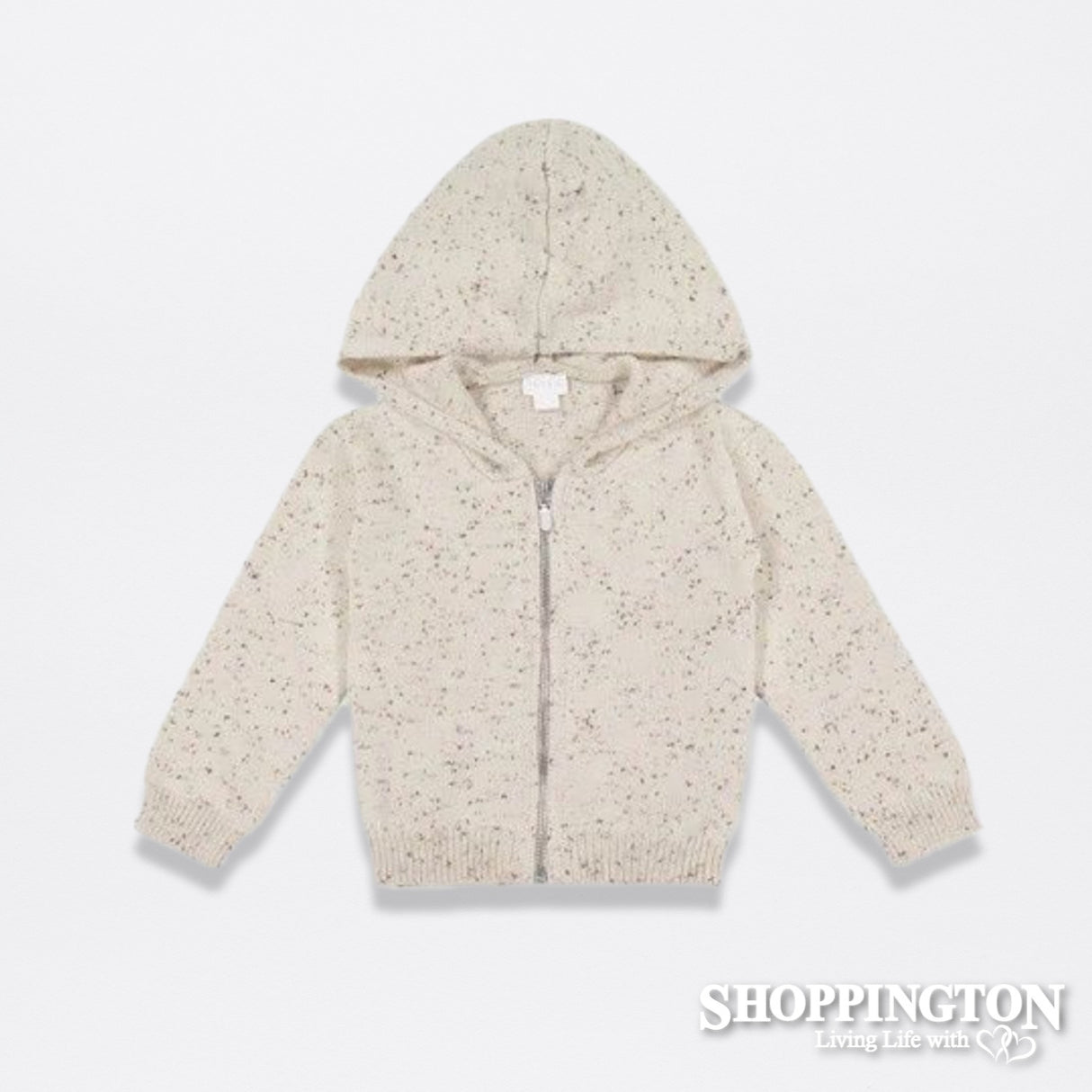 Jamie Kay Dillon Knit Zip Hoodie - Oatmeal Shitake Dot