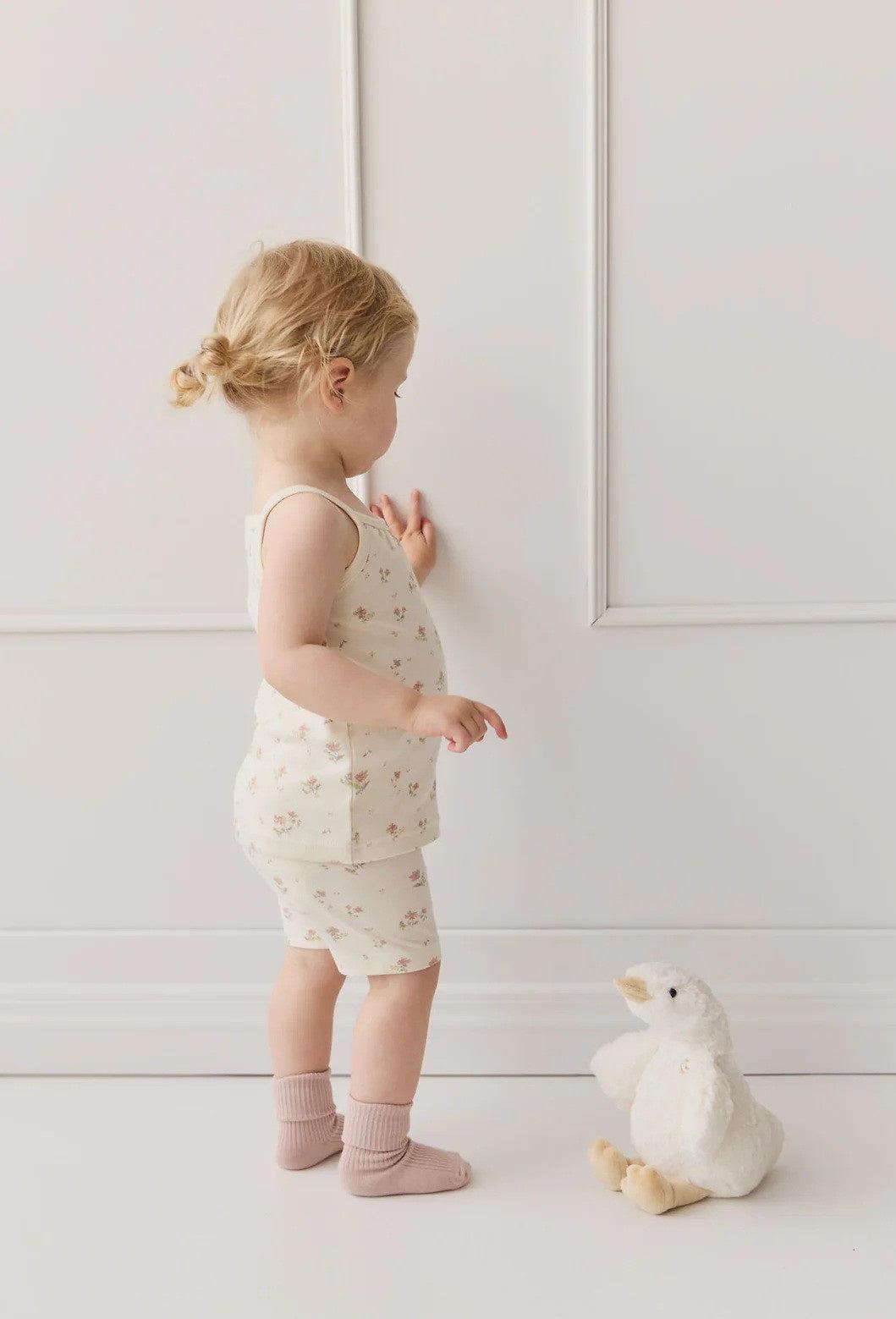 Jamie Kay - Organic Cotton Bike Short - Simple Flowers Egret