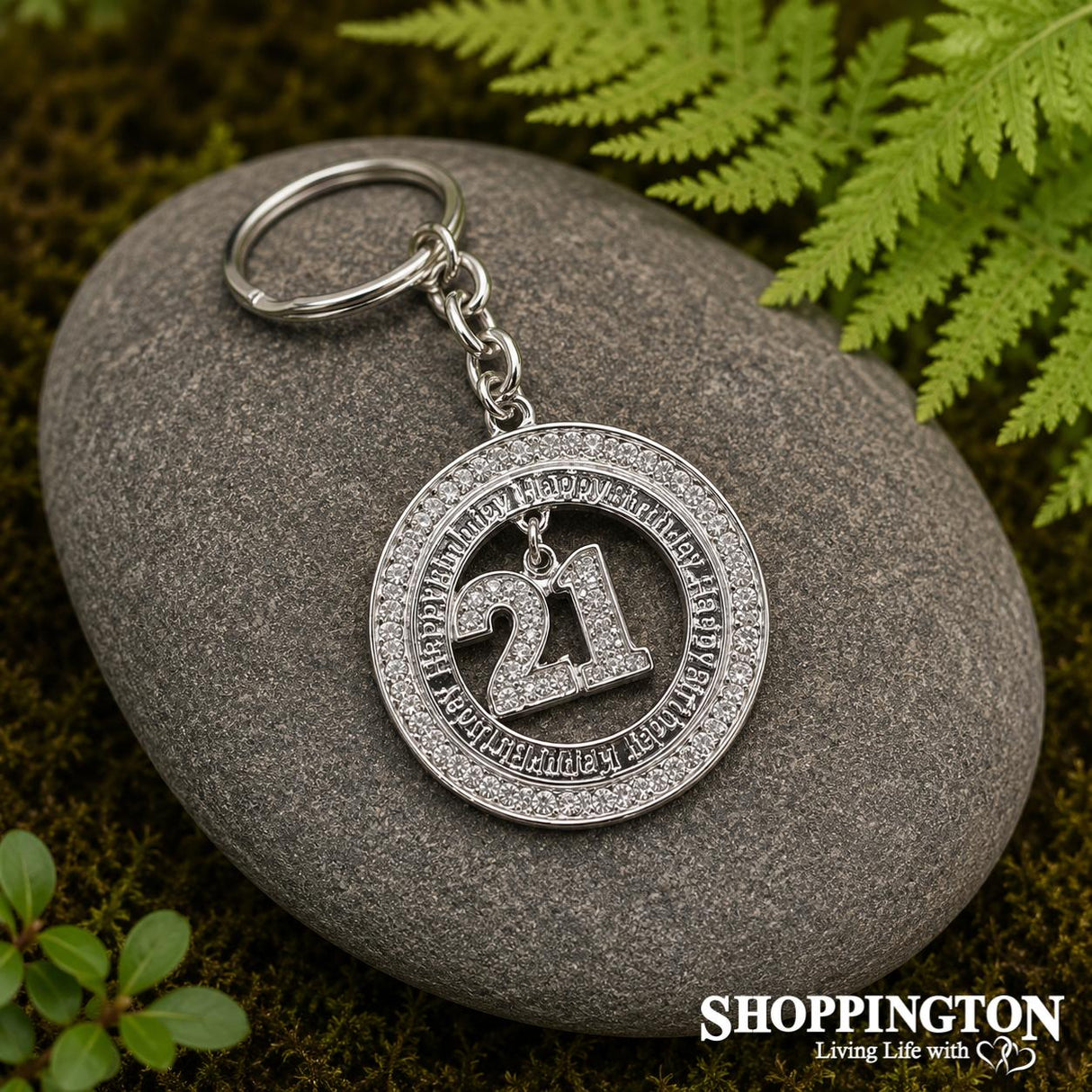 Keyring - Giant Diamante 21 Happy Birthday