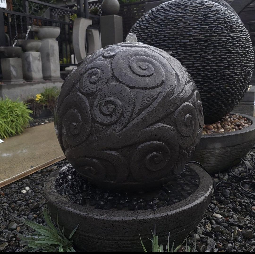 Koru Carved Concrete Ball Water Feature 50cm x 60cm