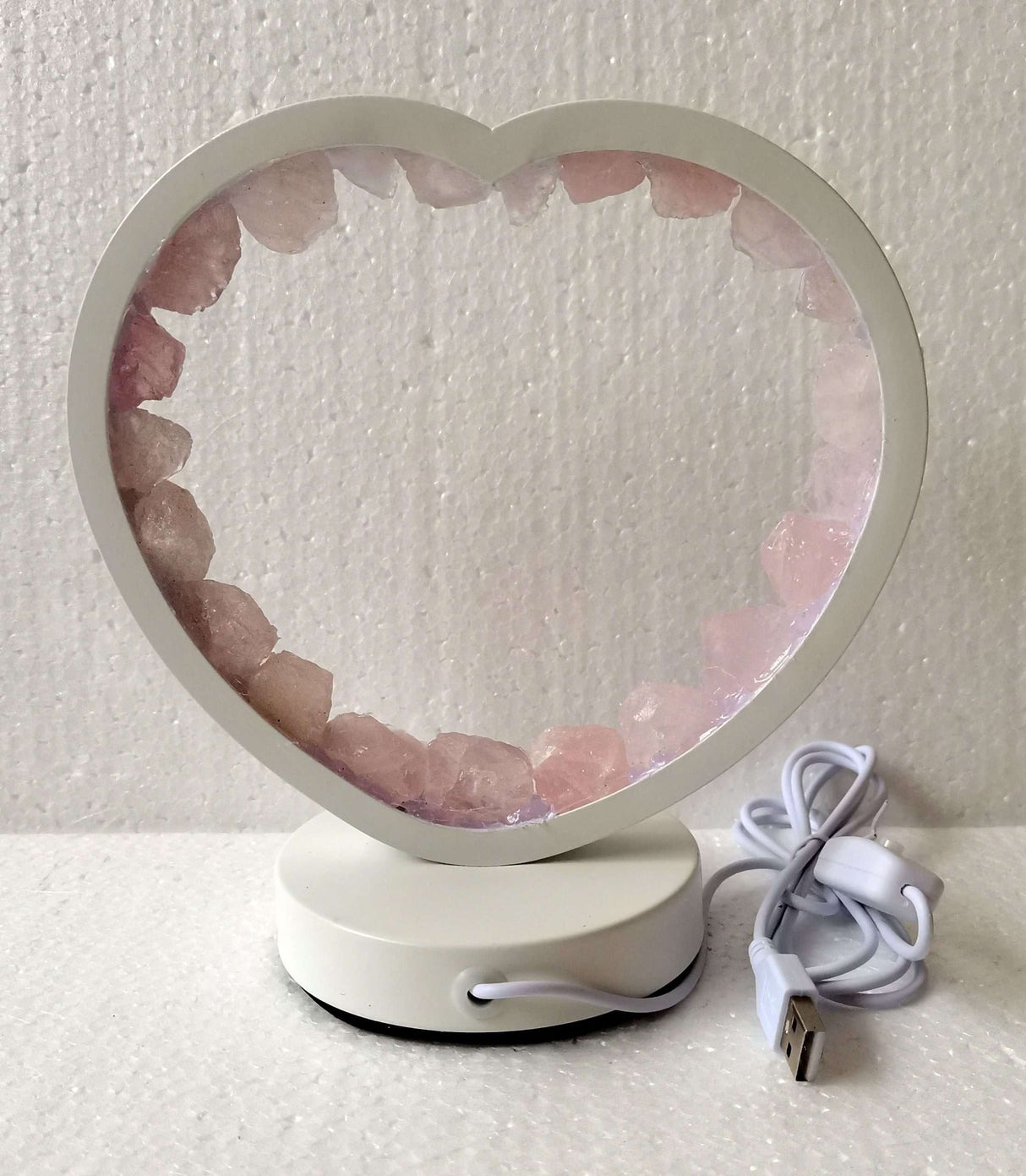 Gemstone LED Lamp - Heart Rose Quartz