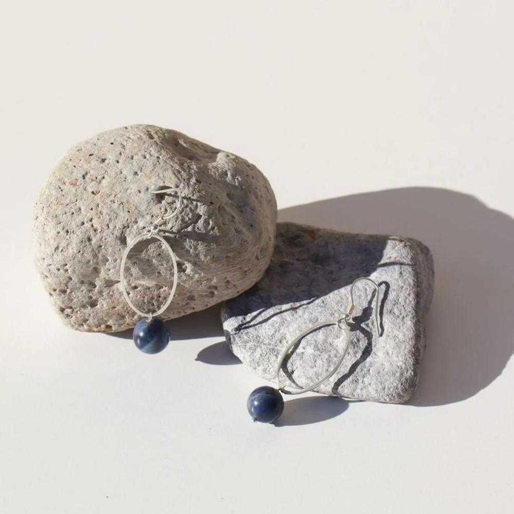 La Pierre - Blue Vein Sterling Silver Earrings