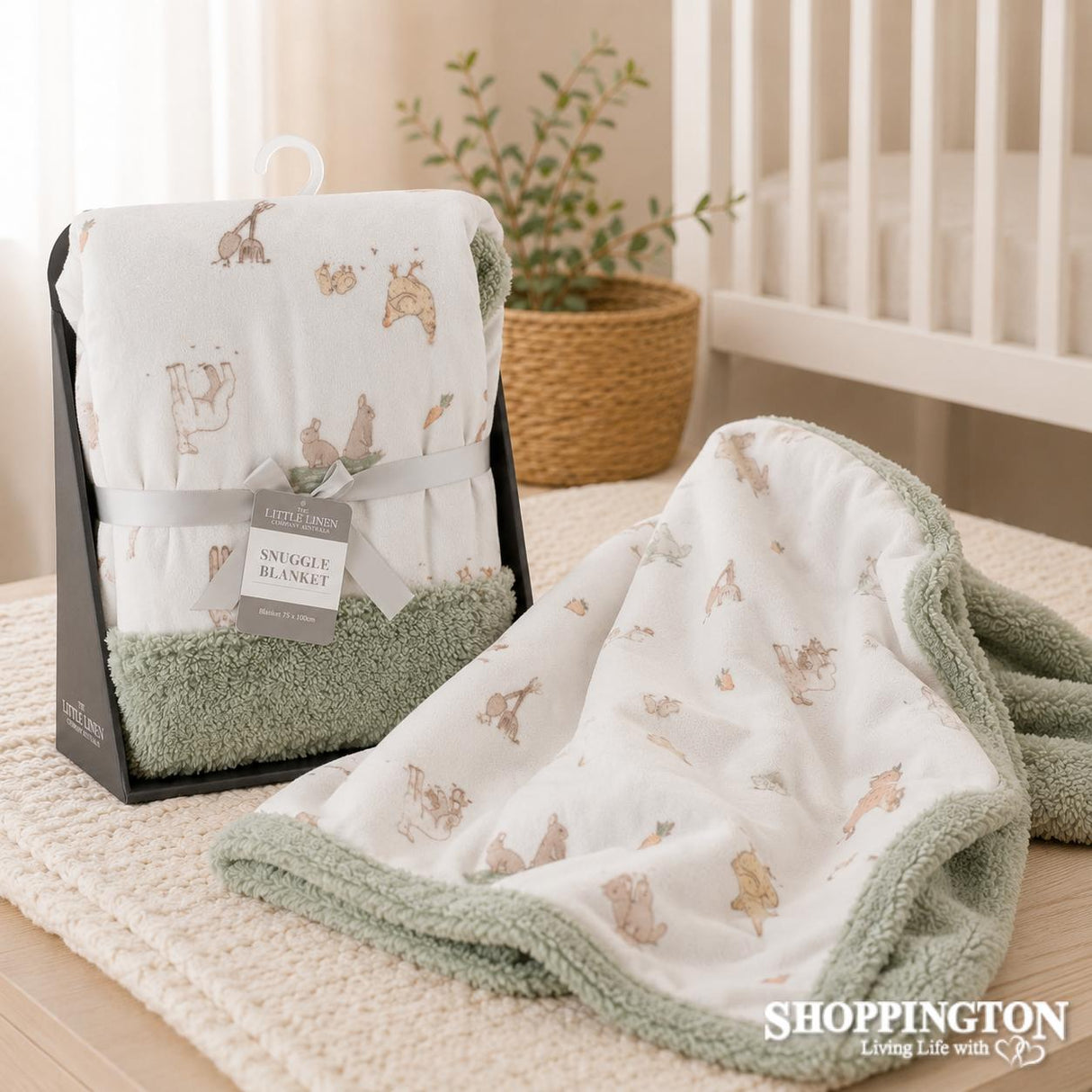 Little Linen Baby Snuggle Blanket - Farmyard Lamb