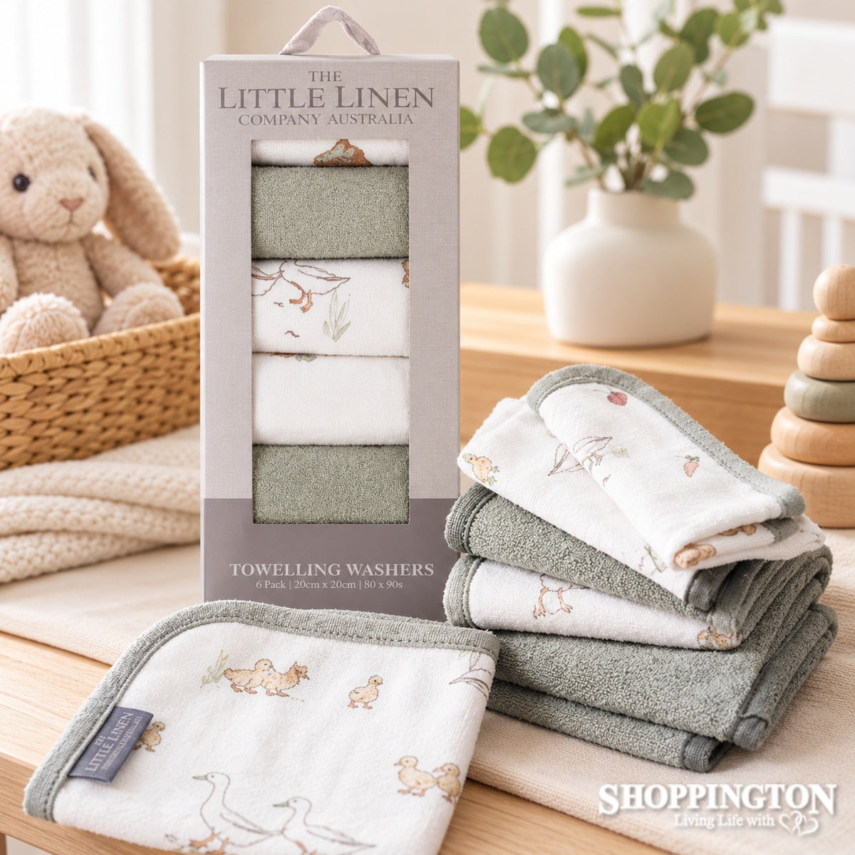 Little Linen Towelling Washer - Farmyard Lamb