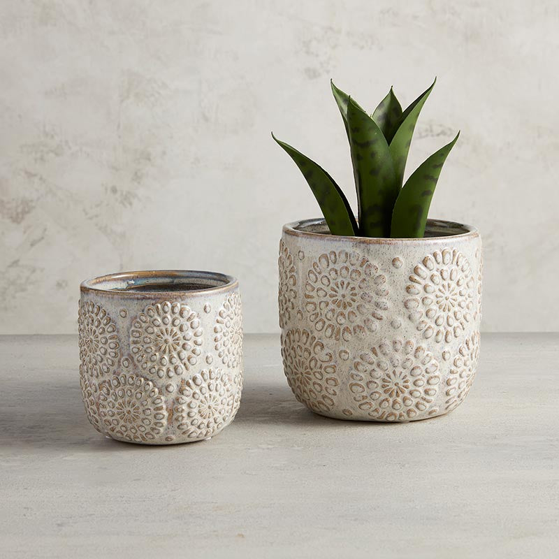 Pot Planter - Embossed Flower