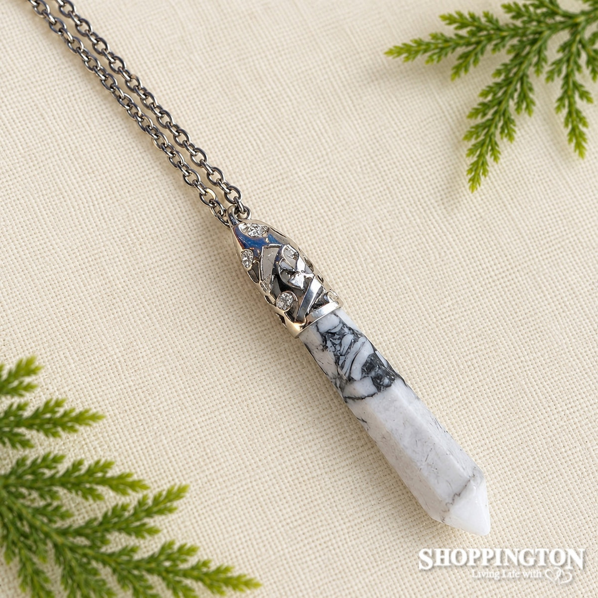 Crystal Pendant - White Howlite Point