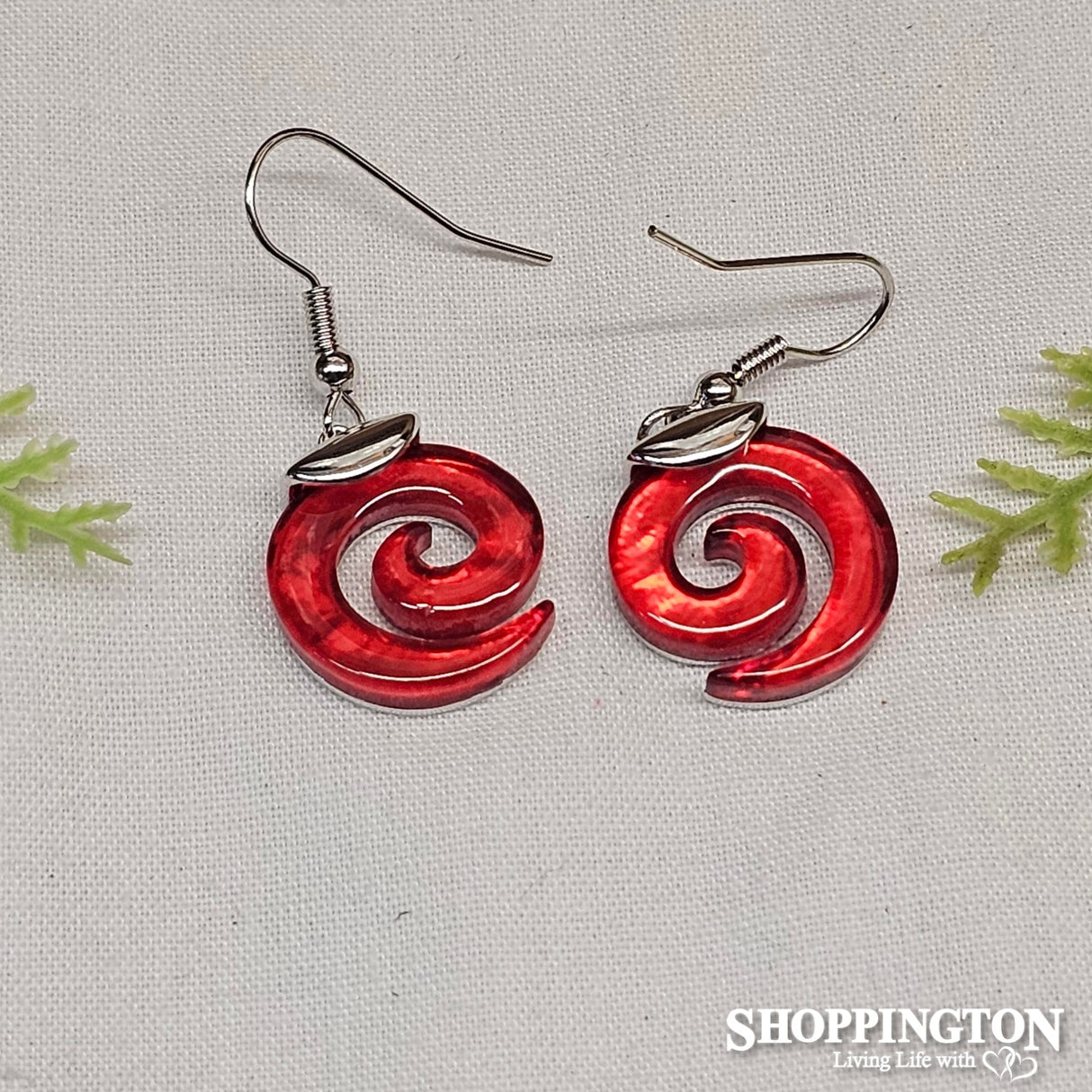 Earrings - MOP Koru Red