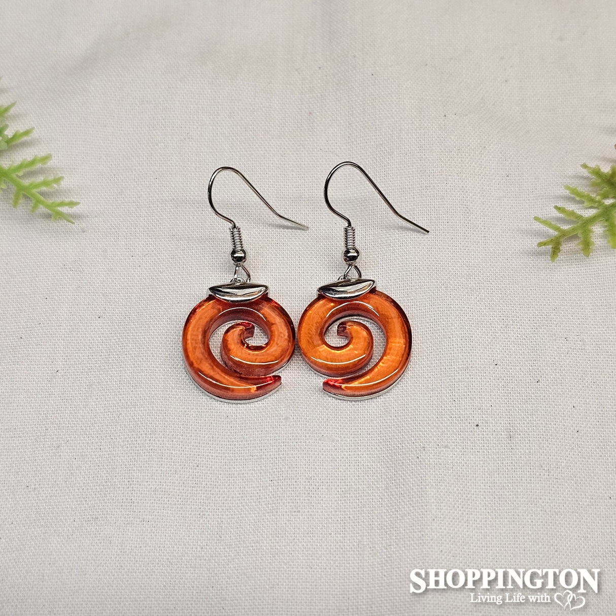 Earrings - MOP Koru Orange