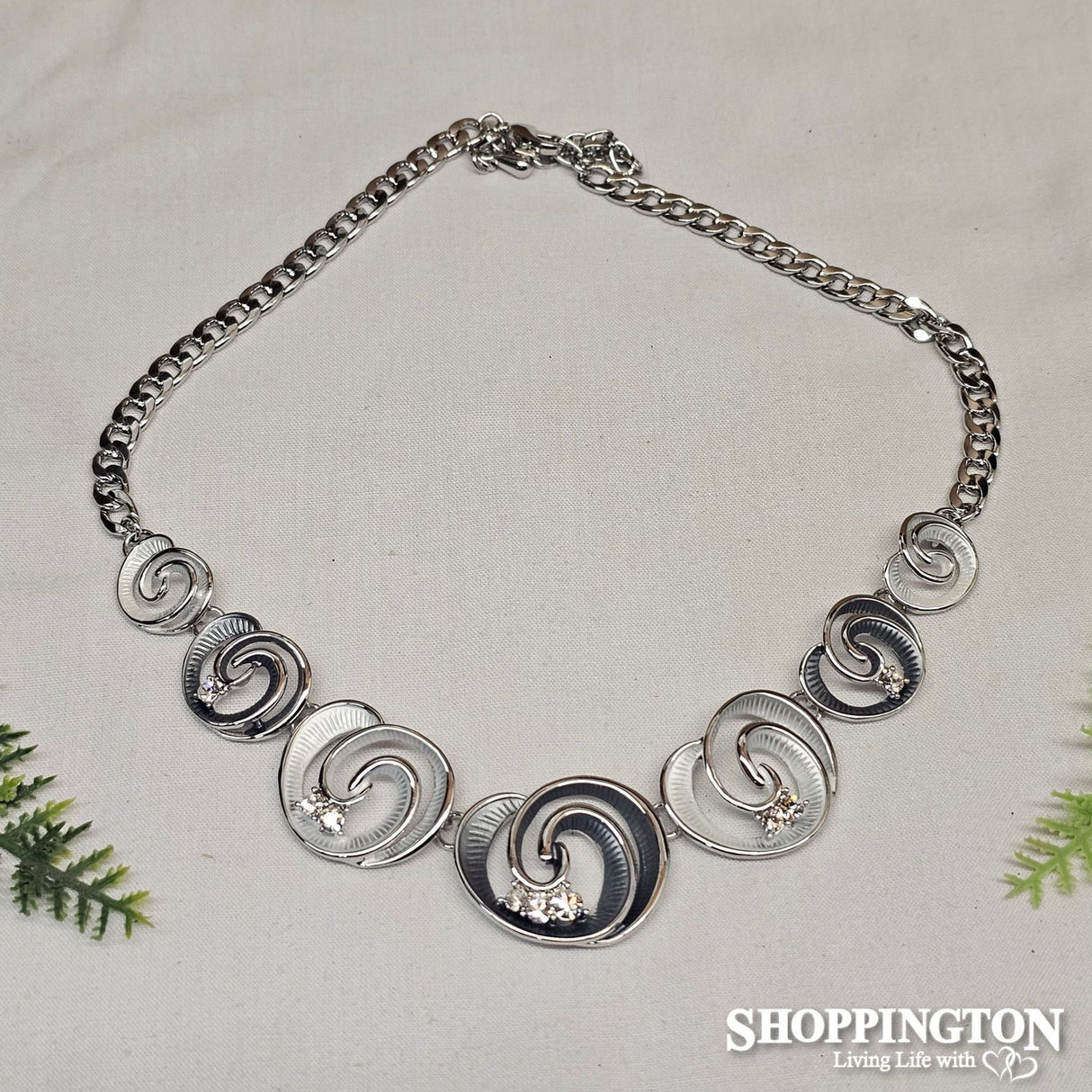 Necklace - Grey Koru and Bead Necklace