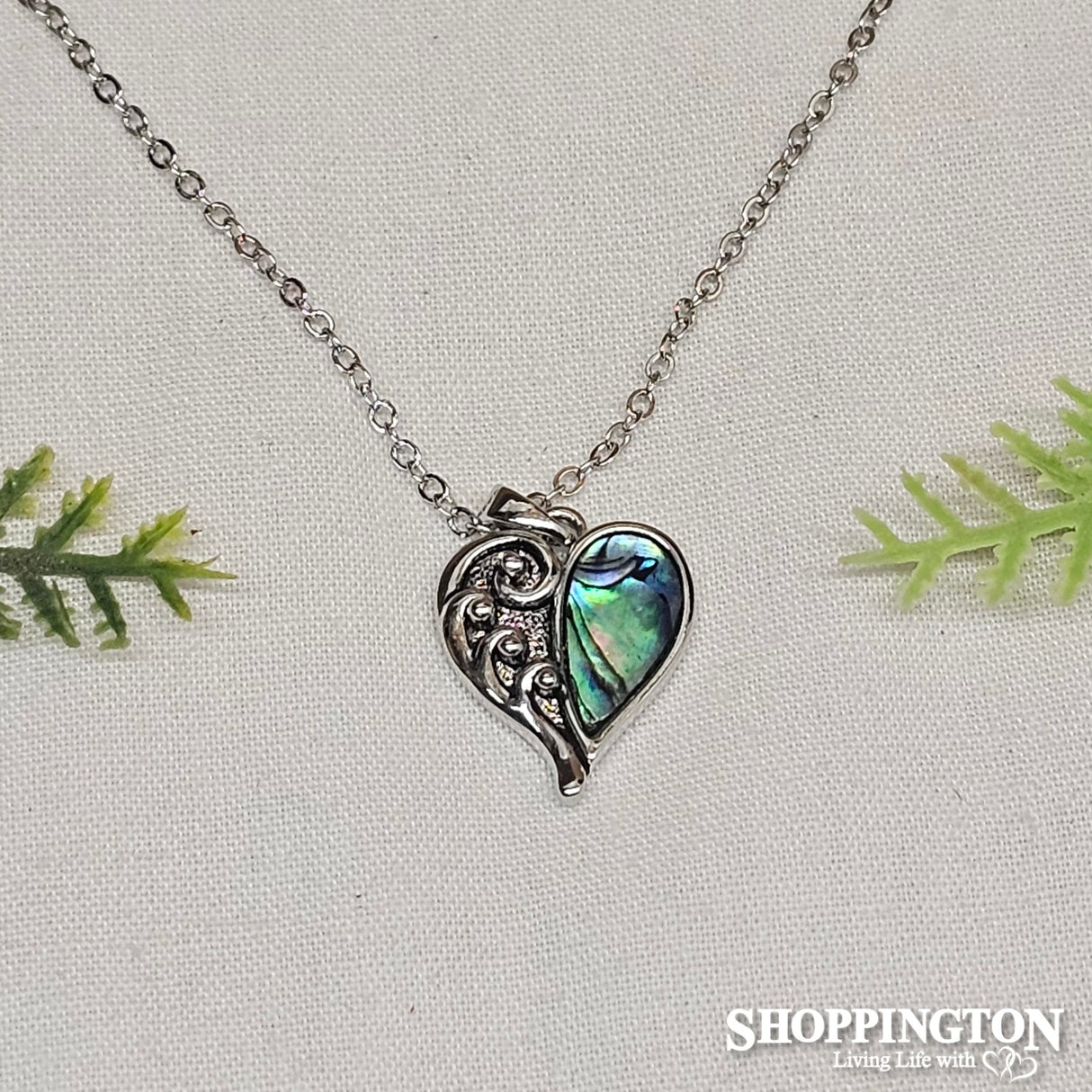 Necklace - Fern Paua Heart