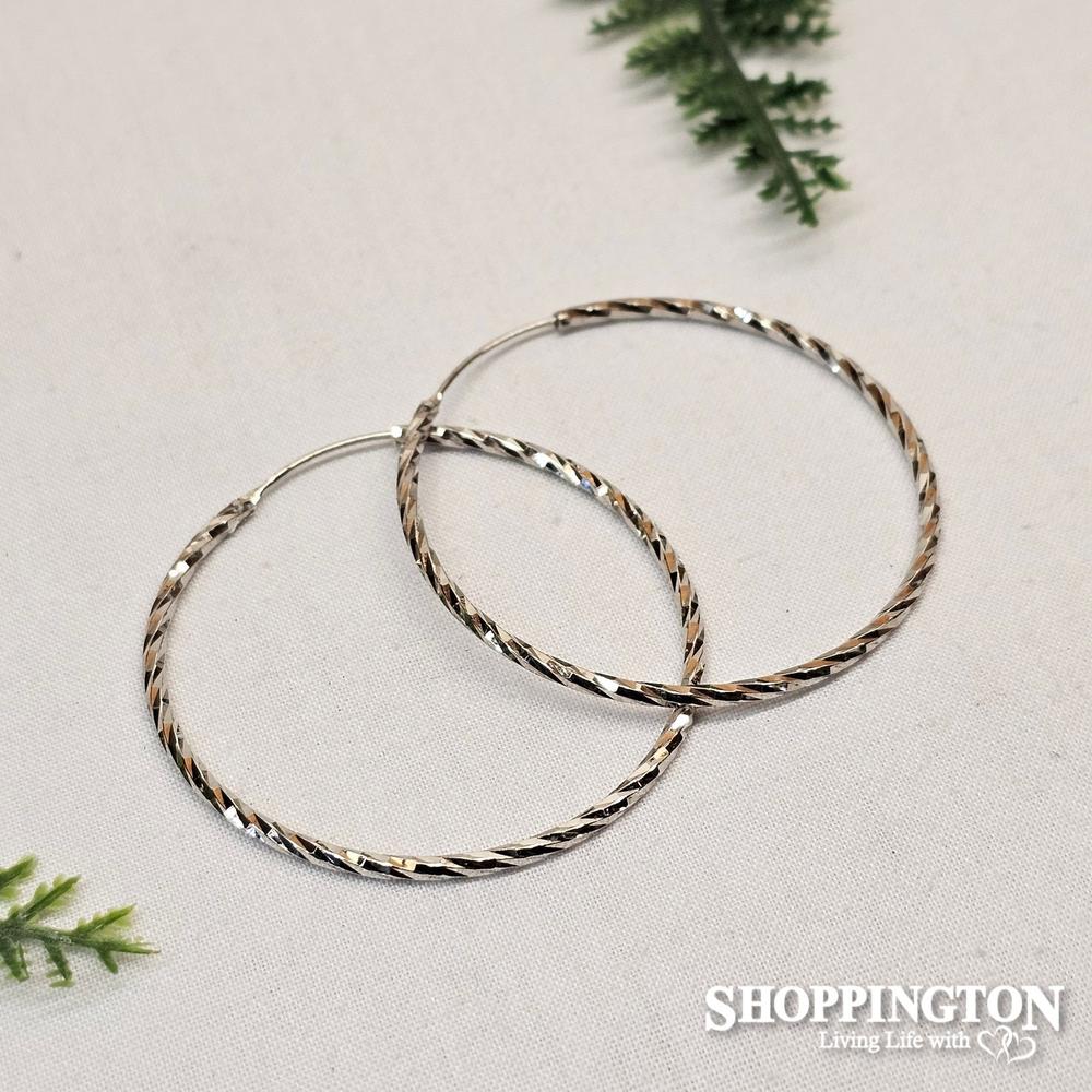 Medium Round 925 Silver Earrings 35mm