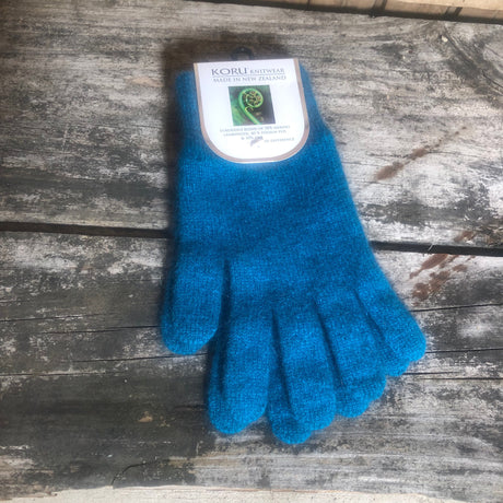 NZ Made Koru Knitwear - Possum Merino Gloves / Pacific