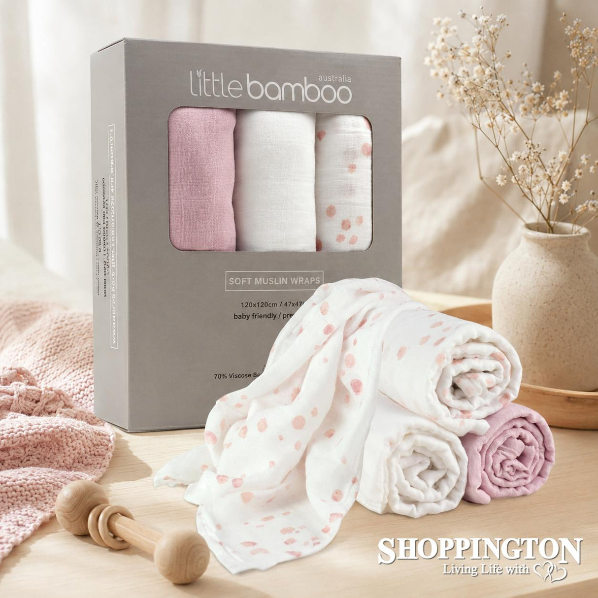 Muslin Wrap (3 pkt) - Dusty Pink