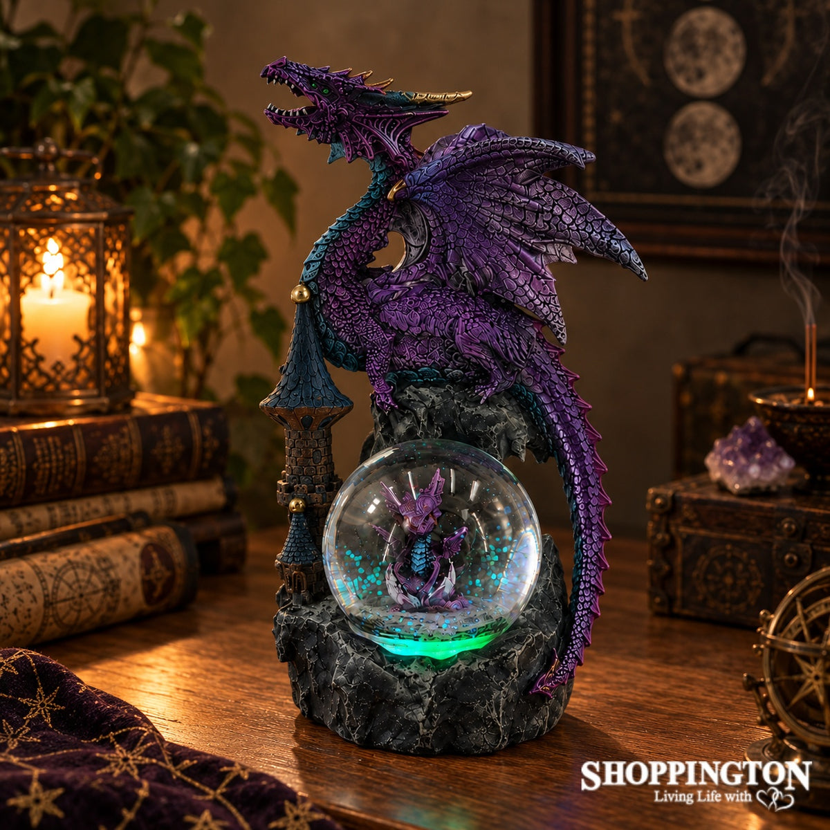 Purple Dragon Water Snow Globe