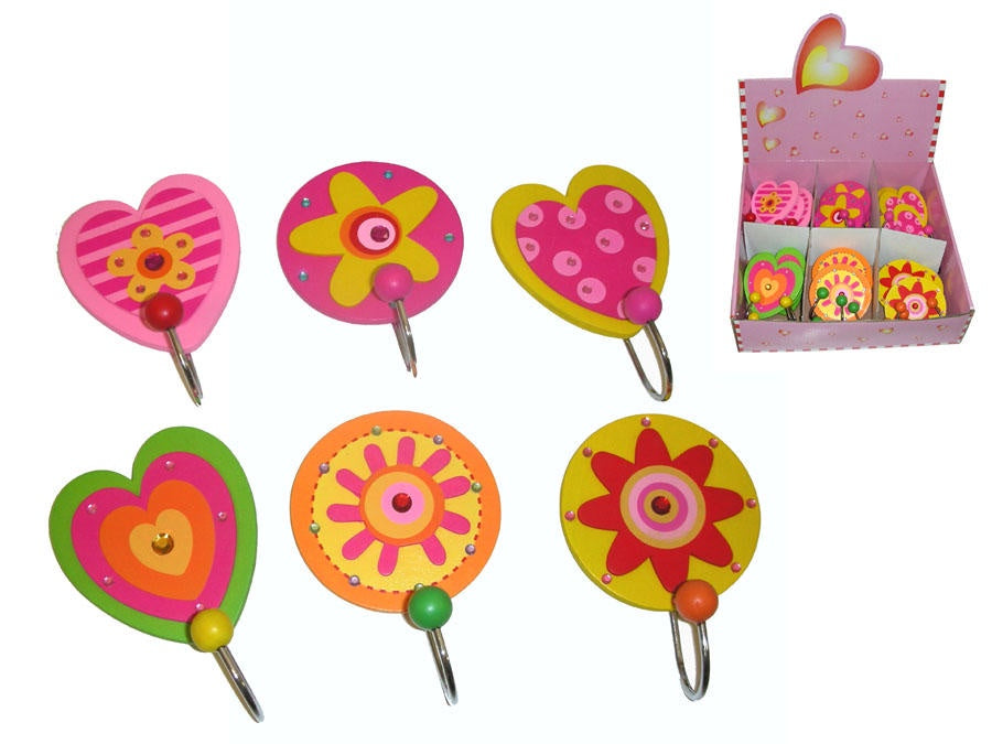 Wooden Hooks - Hearts or Flowers