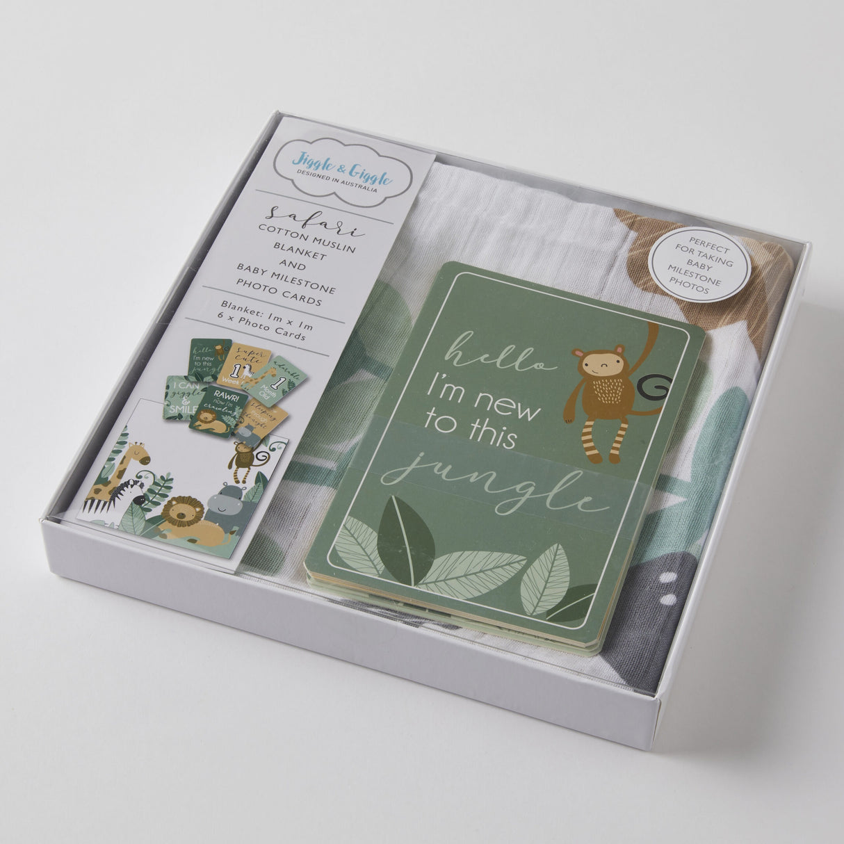 Sage Safari Milestone Muslin Set