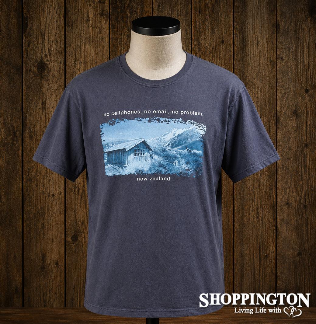 NZ Made Clothing - No cellphones, No email, No problems - T-Shirt