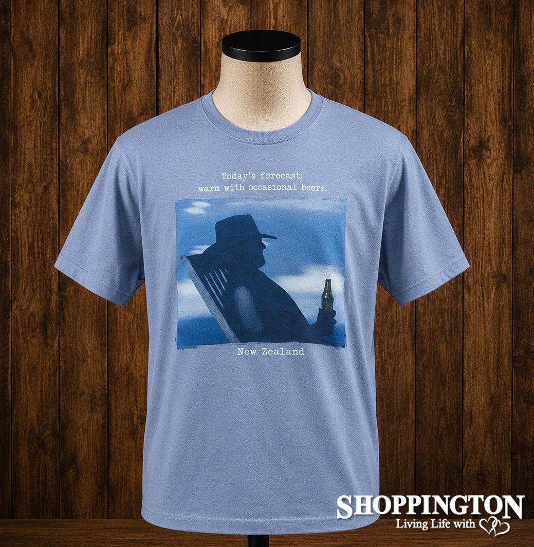 NZ Made Clothing - Today's Forecast: Warm with occasional beers - T-Shirt